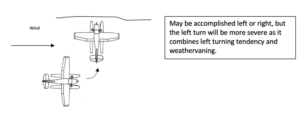 securing the seaplane - beaching example - wind blowing from the side